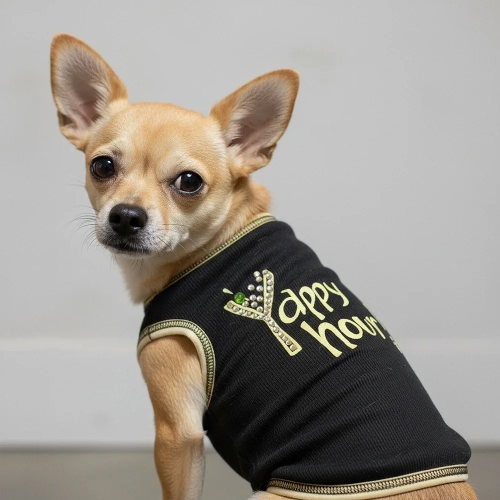 Martini Happy Hour Bling Dog Shirt
